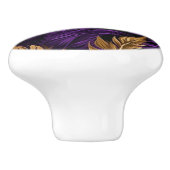 Bouton en céramique violet et or floral (Côté)