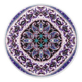 Bouton en céramique violet Mandala (Devant)