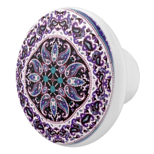 Bouton en céramique violet Mandala (Droite)