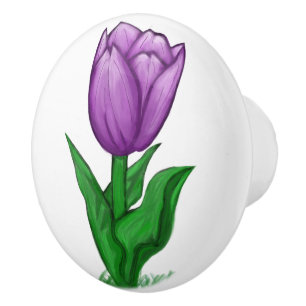 Bouton en céramique violette Tulip
