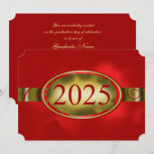 Bouton Floral Rouge et Or 2025 Carte (Devant / Derrière)