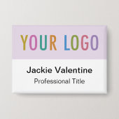 Bouton Lilac Purple Pin Back Badge avec nom du log (Recto)