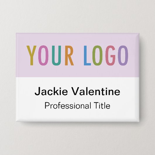 Bouton Lilac Purple Pin Back Badge avec nom du log (Recto)