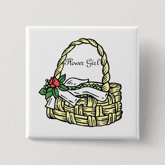 Bouton mariage Panier Fleur Fille Bouton Badge (Devant)