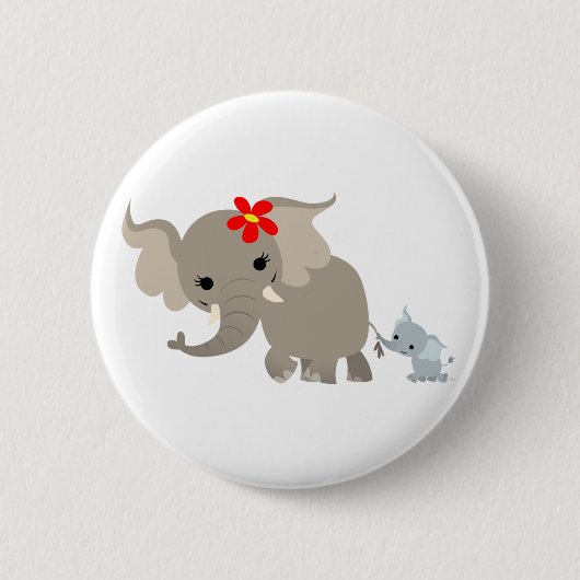 Bouton mignon mère Eléphant et bébé Badge Bouton (Devant)
