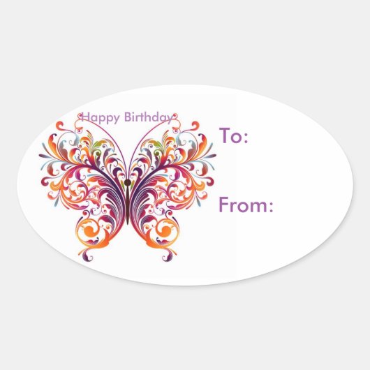 Bouton ovale Anniversaire Cadeau Balise Stickers (Devant)