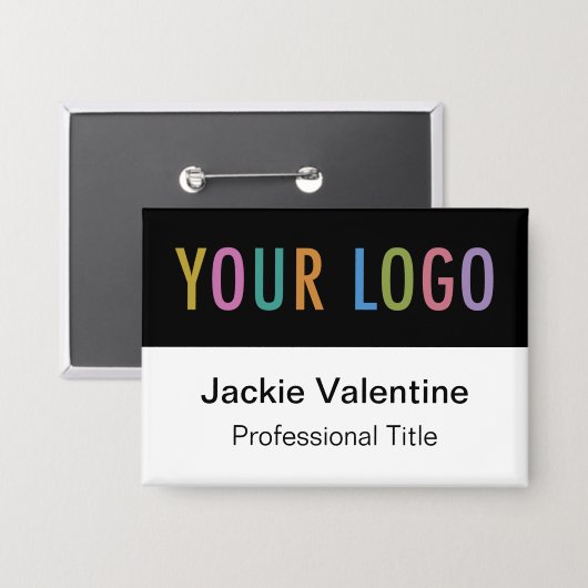 Bouton Pinback Nom Badge avec Logo Black Name Bali (Recto/Verso)