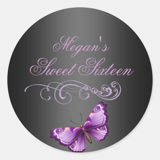 Bouton pourpre/noir Sweet 16 Enveloppe Sticker (Devant)