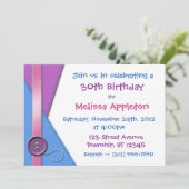 Bouton ~ Purple, Bleu & Rose Invitations d'anniver (Debout devant)