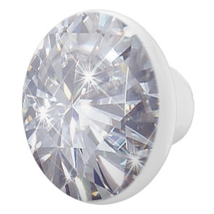 Bouton rond en céramique diamant blanc Faux
