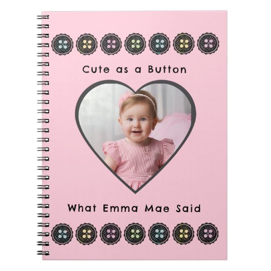 Bouton rose Bébé souvenir Journal (Devant)