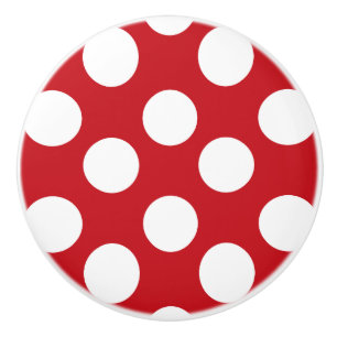 Bouton rouge et blanc de meubles de point de polka
