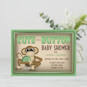 Bouton vert Baby shower Invitation (Debout devant)
