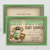 Bouton vert Baby shower Invitation (Devant / Derrière)