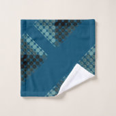 Boutons cyan sur bleu, formant des formes géométri (Gant de toilette)