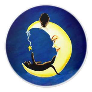 Boutons de croissant de lune et de chats noirs