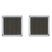 Modern Gold Geometric Design Black Cufflinks