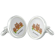 Brown Owls Design Personalised Cufflinks