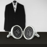 Boutons De Manchette Chalkboard Party Monogrammed Cufflinks<br><div class="desc">Vous cherchez un cadeau de remerciement simple mais élégant pour vos groomsmen tout en voulant inclure le thème mariage de tableau noir? Vous avez peut-être trouvé les liens que vous cherchiez. Ils ont un faux arrière - plan de tableau noir (pas un vrai tableau noir - il est imprimé) et...</div>