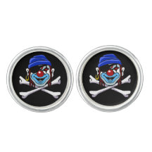 Crâne de pirate clown et os croisés