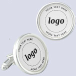 Boutons De Manchette Logo Simple Avec Texte Professionnel Promotionnel<br><div class="desc">Ajoutez votre propre logo et le choix du texte à cette conception. Supprimez le texte supérieur ou inférieur si vous préférez. Minimaliste et professionnel. Idéal pour l'image de marque des employés ou comme produit promotionnel pour vos clients et clients.</div>