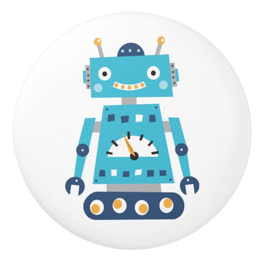 Boutons de porte bleus de robot pour des enfants (Devant)