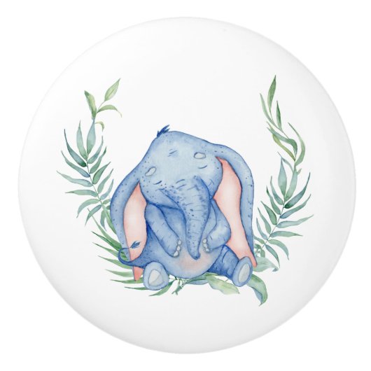 Boutons de tiroir éléphant bébé bleu (Devant)