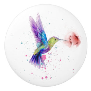 Boutons de tiroir en céramique de colibri