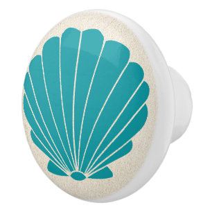 Boutons de tiroirs à coquille de plage colorés