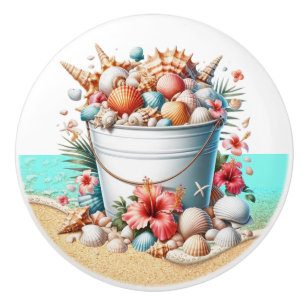 Boutons de tiroirs en coquille de mer de plage - S