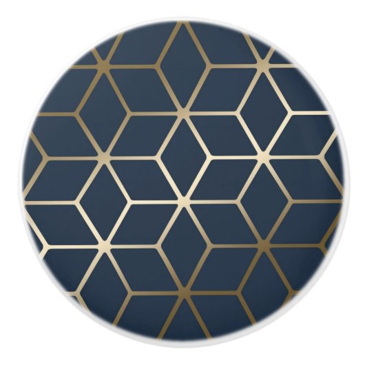 Boutons en céramique - Argent géométrique et bleu/ (Devant)