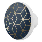 Boutons en céramique - Argent géométrique et bleu/ (Droite)