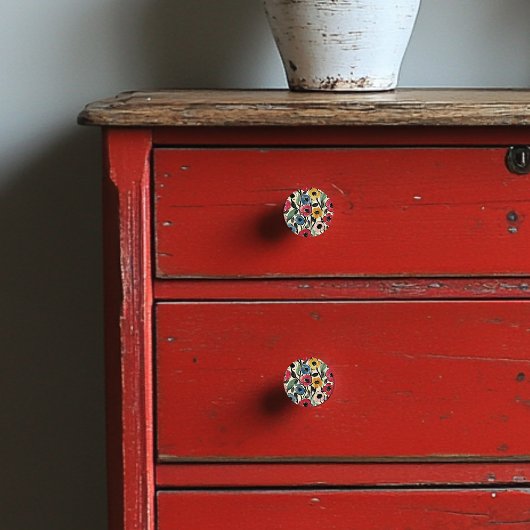 Boutons En Céramique Avec Fleurs Peintes Lumineuse