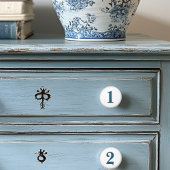 Boutons en céramique bleu et blanc numérotés