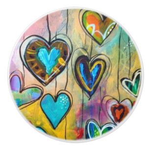 Boutons en céramique - Coeurs multicolores Design