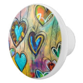 Boutons en céramique - Coeurs multicolores Design (Droite)