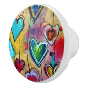 Boutons en céramique - Coeurs multicolores Design (Droite)