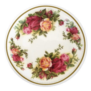 Boutons en céramique peints à la main antiques de