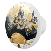 Boutons en céramique pour ventilateur noir et or (Droite)