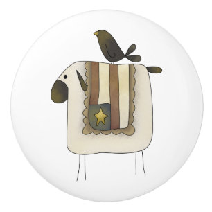 Boutons mignons primitifs de tiroir de moutons et