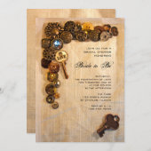 Boutons Rustiques Invitation à la douche nuptiale (Devant / Derrière)