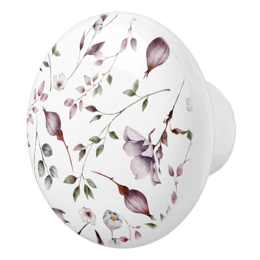 Boutons violets blancs Feuille Aquarelle motif flo (Droite)