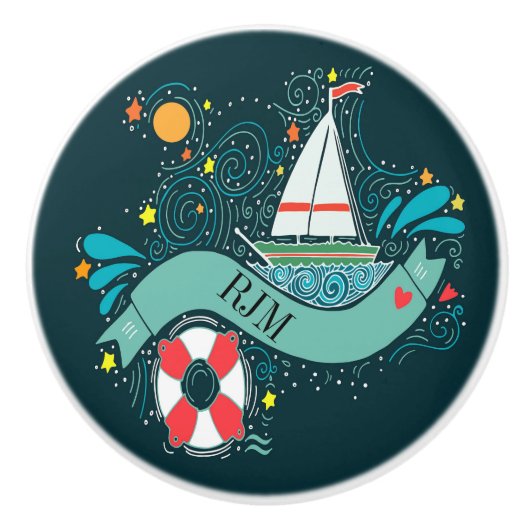 Boutons Whimsical Nautical Art Drawer (Devant)