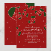 Bouts de Noël rouge Fête des fêtes invitation (Devant / Derrière)