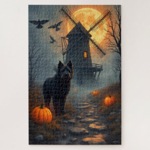 Bouvier des Flandres Geheime Windmolen Halloween Legpuzzel