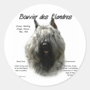 Bouvier des Flandres History Design Ronde Sticker