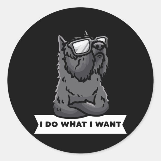 Bouvier des Flandres, ik doe wat ik wil dat duitse Ronde Sticker (Voorkant)