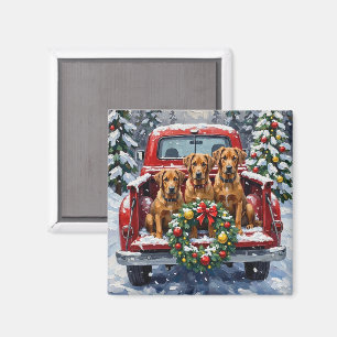 Bouvier des Flandres Kerst Rode Truck Vakantie Magneet