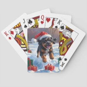 Bouvier des Flandres Kerst Sneeuw Landschap Pokerkaarten