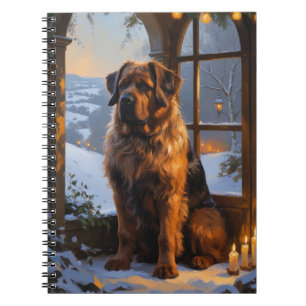 Bouvier des Flandres met kerstverlichting Vakantie Notitieboek
